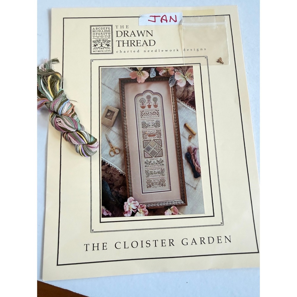 VTG The Drawn Thread The Cloister Garden Sampler Pattern Silk Thread No Fabric
